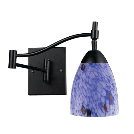 Elk Lighting Celina 1-Lght Swingarm Wall Lmp in Dark Rust with Starburst Blue Glass 10151/1DR-BL
